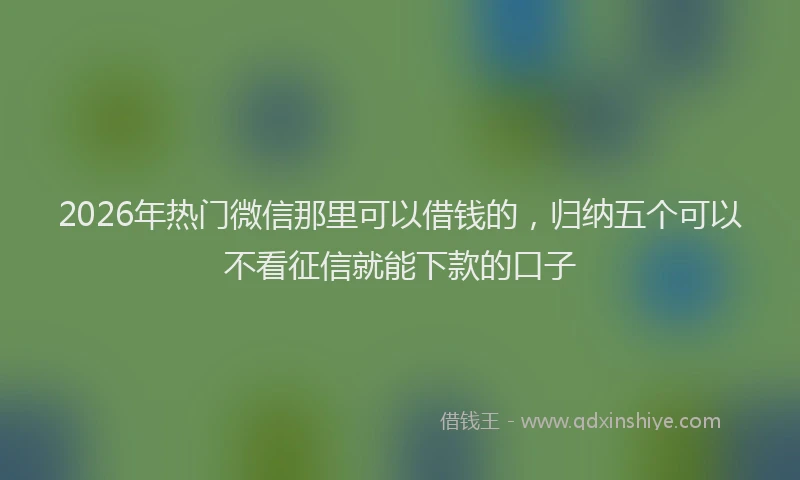 2026年热门微信那里可以借钱的，归纳五个可以不看征信就能下款的口子