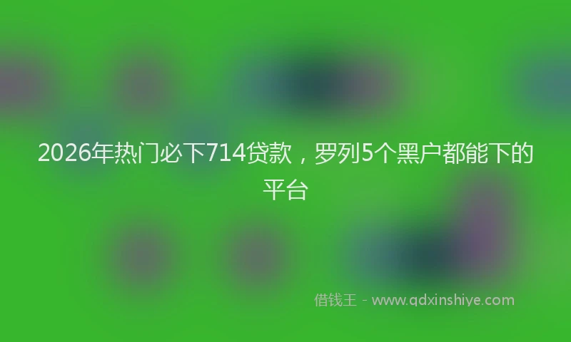 2026年热门必下714贷款，罗列5个黑户都能下的平台