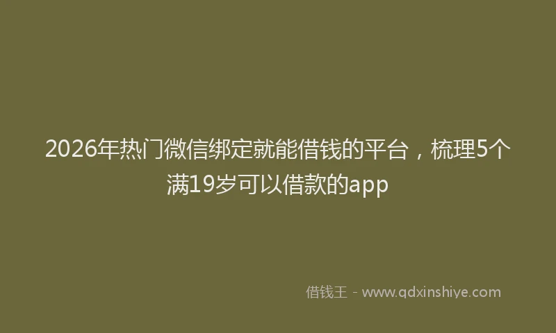 2026年热门微信绑定就能借钱的平台，梳理5个满19岁可以借款的app