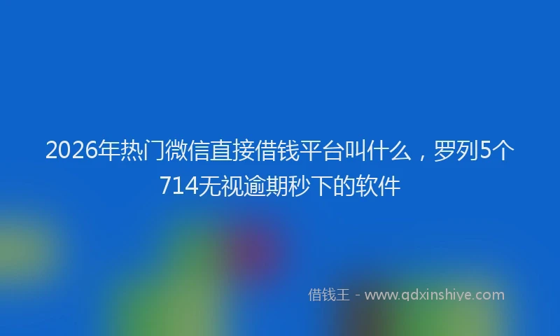 2026年热门微信直接借钱平台叫什么，罗列5个714无视逾期秒下的软件