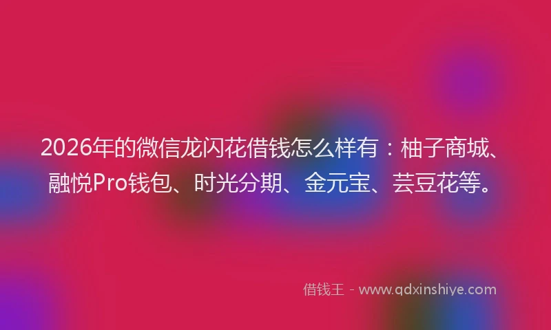 2026年的微信龙闪花借钱怎么样有：柚子商城、融悦Pro钱包、时光分期、金元宝、芸豆花等。