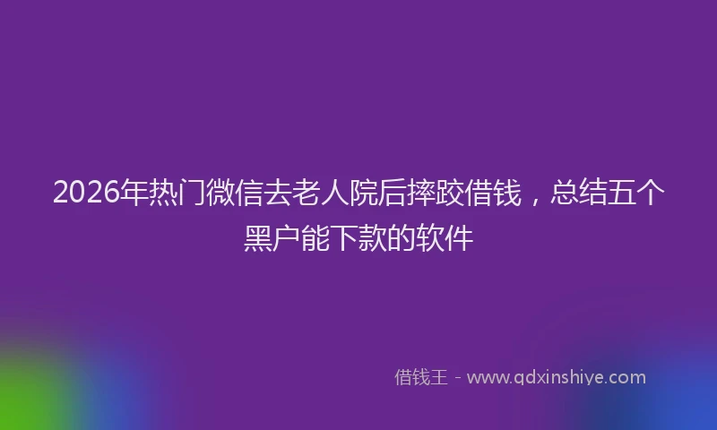 2026年热门微信去老人院后摔跤借钱，总结五个黑户能下款的软件