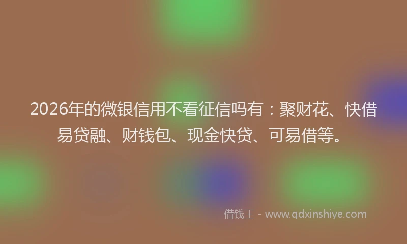 2026年的微银信用不看征信吗有：聚财花、快借易贷融、财钱包、现金快贷、可易借等。