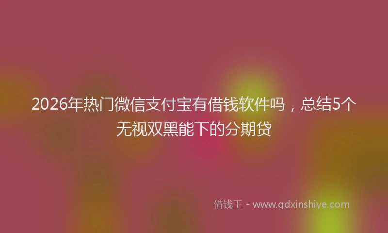 2026年热门微信支付宝有借钱软件吗，总结5个无视双黑能下的分期贷