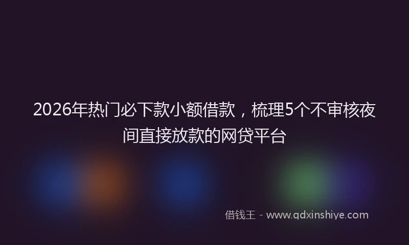 2026年热门必下款小额借款，梳理5个不审核夜间直接放款的网贷平台