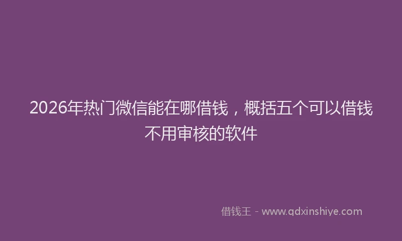 2026年热门微信能在哪借钱，概括五个可以借钱不用审核的软件