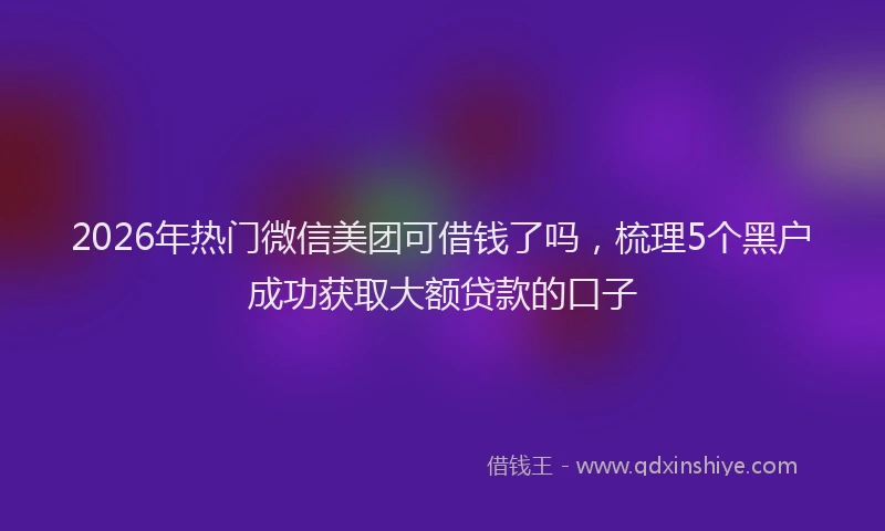 2026年热门微信美团可借钱了吗，梳理5个黑户成功获取大额贷款的口子