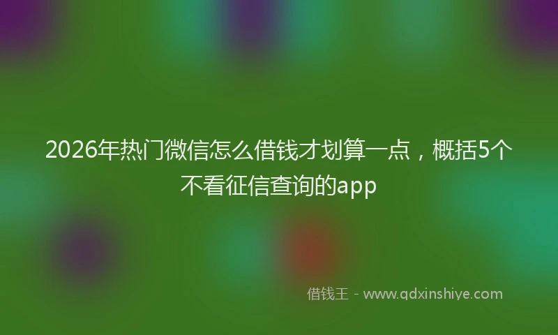 2026年热门微信怎么借钱才划算一点，概括5个不看征信查询的app