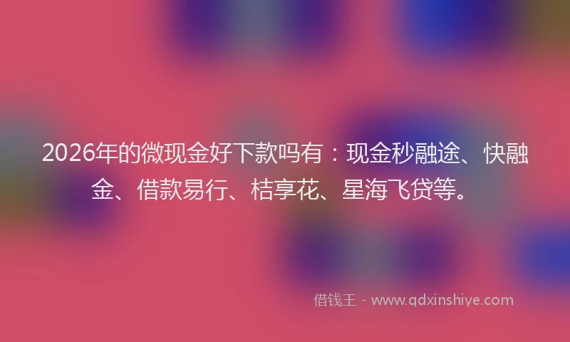 2026年的微现金好下款吗有：现金秒融途、快融金、借款易行、桔享花、星海飞贷等。
