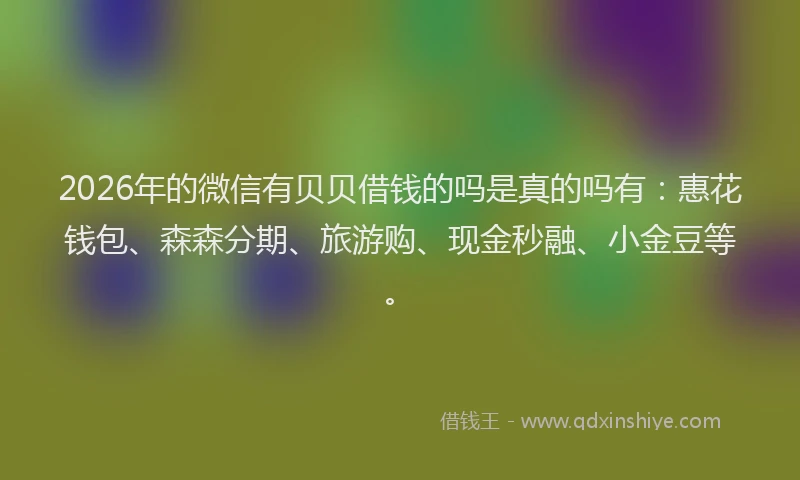 2026年的微信有贝贝借钱的吗是真的吗有：惠花钱包、森森分期、旅游购、现金秒融、小金豆等。
