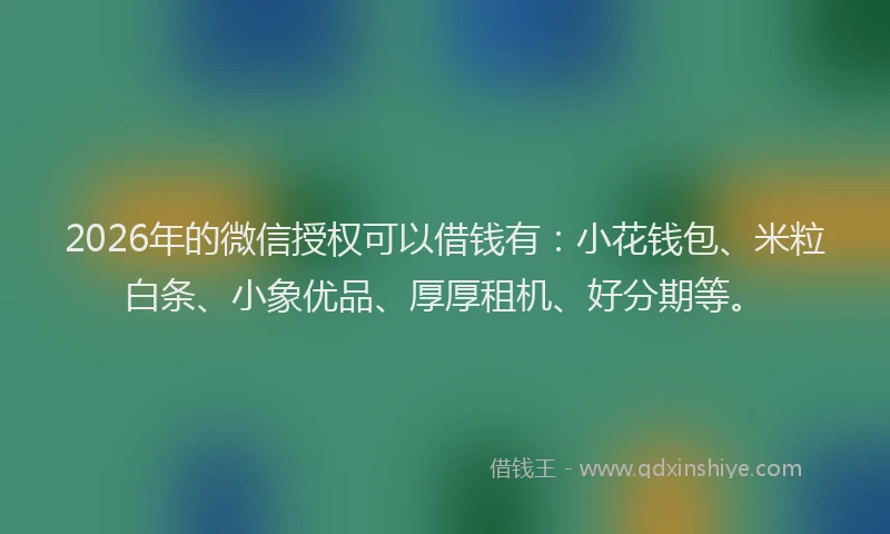 2026年的微信授权可以借钱有：小花钱包、米粒白条、小象优品、厚厚租机、好分期等。
