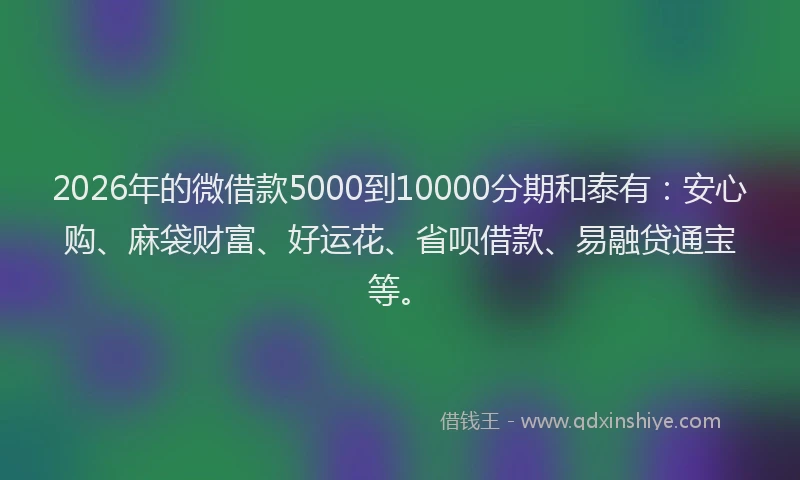 2026年的微借款5000到10000分期和泰有：安心购、麻袋财富、好运花、省呗借款、易融贷通宝等。