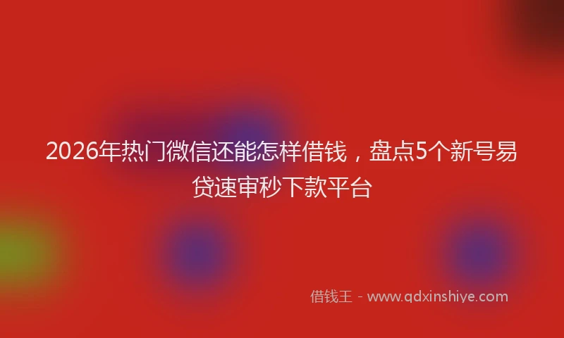 2026年热门微信还能怎样借钱，盘点5个新号易贷速审秒下款平台