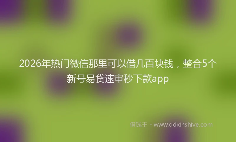 2026年热门微信那里可以借几百块钱，整合5个新号易贷速审秒下款app