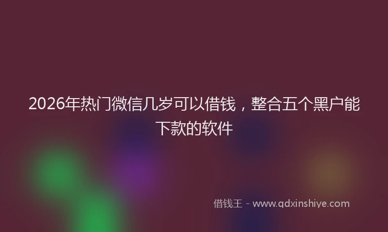 2026年热门微信几岁可以借钱，整合五个黑户能下款的软件