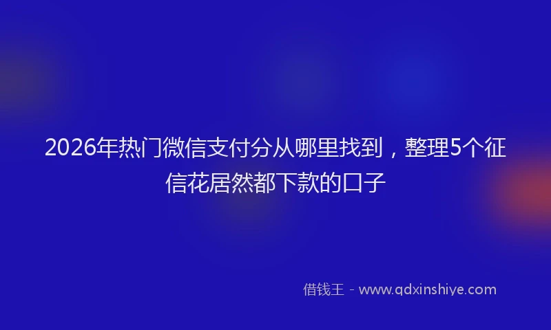 2026年热门微信支付分从哪里找到,整理5个征信花居然都下款的口子