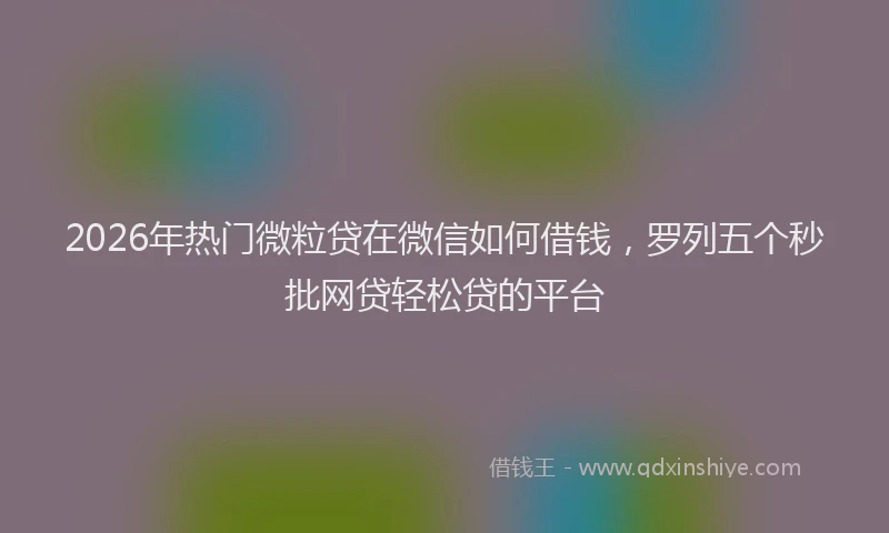 2026年热门微粒贷在微信如何借钱，罗列五个秒批网贷轻松贷的平台