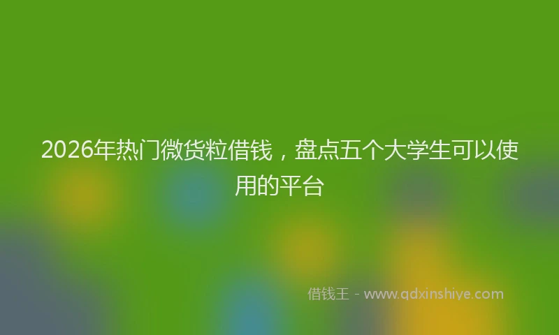 2026年热门微货粒借钱，盘点五个大学生可以使用的平台