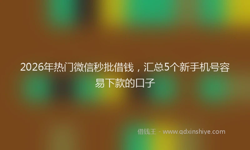 2026年热门微信秒批借钱，汇总5个新手机号容易下款的口子