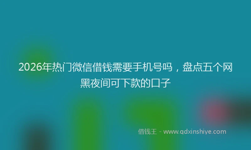 2026年热门微信借钱需要手机号吗，盘点五个网黑夜间可下款的口子