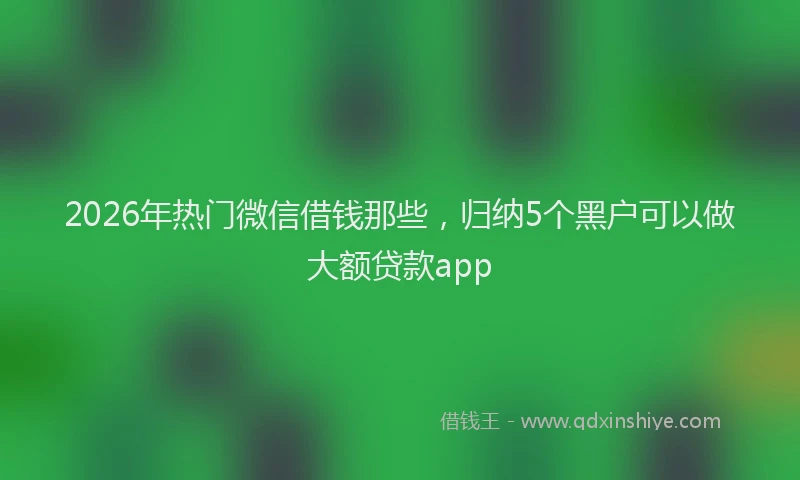 2026年热门微信借钱那些，归纳5个黑户可以做大额贷款app