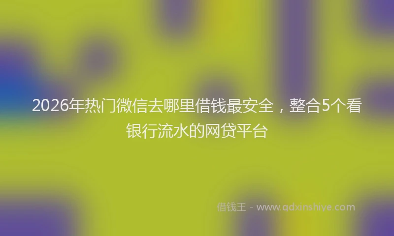 2026年热门微信去哪里借钱最安全，整合5个看银行流水的网贷平台