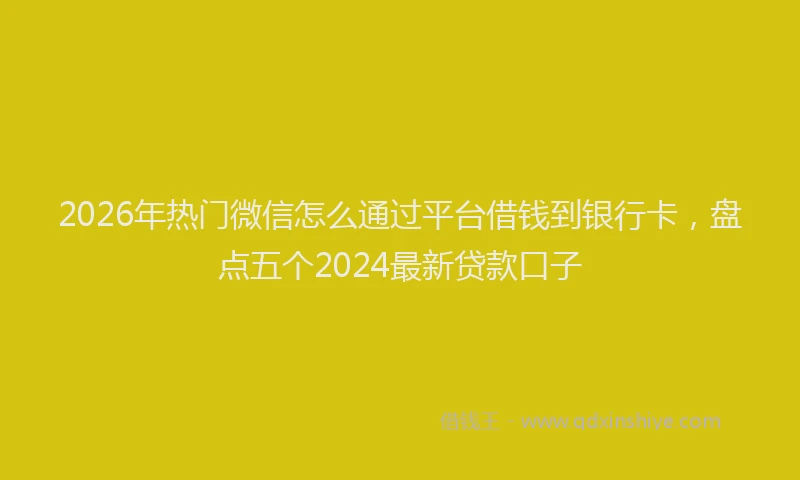 2026年热门微信怎么通过平台借钱到银行卡，盘点五个2024最新贷款口子