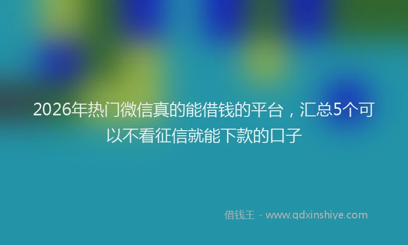 2026年热门微信真的能借钱的平台，汇总5个可以不看征信就能下款的口子