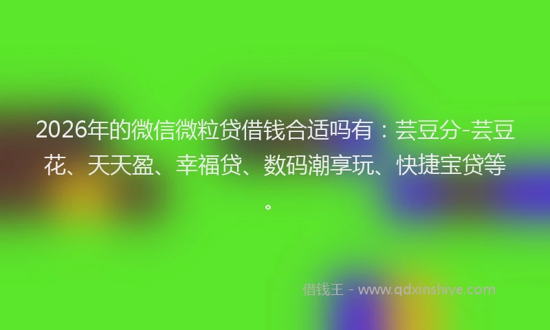 2026年的微信微粒贷借钱合适吗有：芸豆分-芸豆花、天天盈、幸福贷、数码潮享玩、快捷宝贷等。