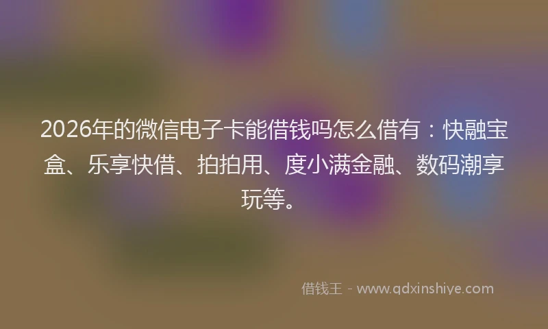 2026年的微信电子卡能借钱吗怎么借有：快融宝盒、乐享快借、拍拍用、度小满金融、数码潮享玩等。