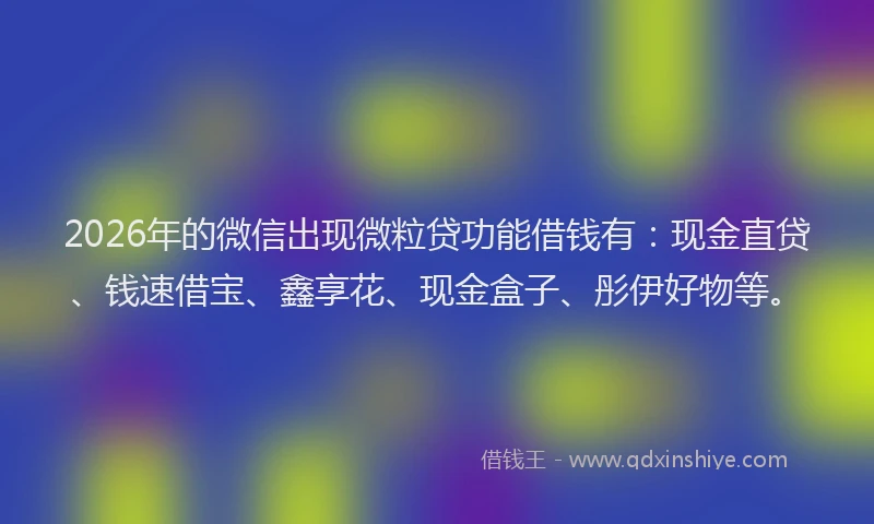 2026年的微信出现微粒贷功能借钱有：现金直贷、钱速借宝、鑫享花、现金盒子、彤伊好物等。