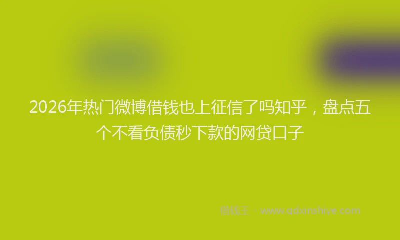 2026年热门微博借钱也上征信了吗知乎，盘点五个不看负债秒下款的网贷口子