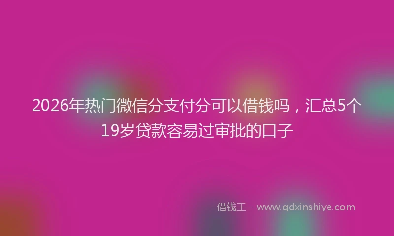 2026年热门微信分支付分可以借钱吗，汇总5个19岁贷款容易过审批的口子