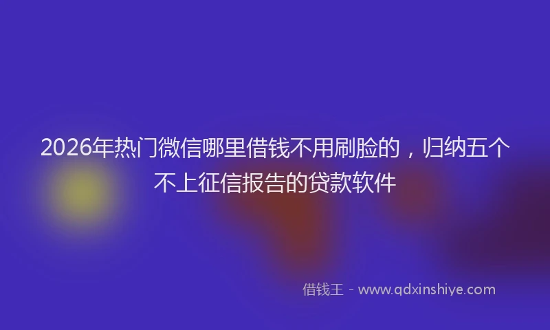 2026年热门微信哪里借钱不用刷脸的，归纳五个不上征信报告的贷款软件