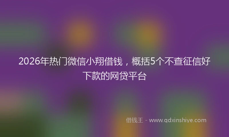 2026年热门微信小翔借钱，概括5个不查征信好下款的网贷平台