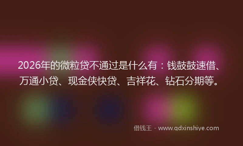 2026年的微粒贷不通过是什么有：钱鼓鼓速借、万通小贷、现金侠快贷、吉祥花、钻石分期等。