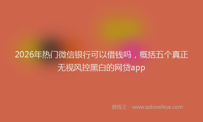 2026年热门微信银行可以借钱吗，概括五个真正无视风控黑白的网贷app