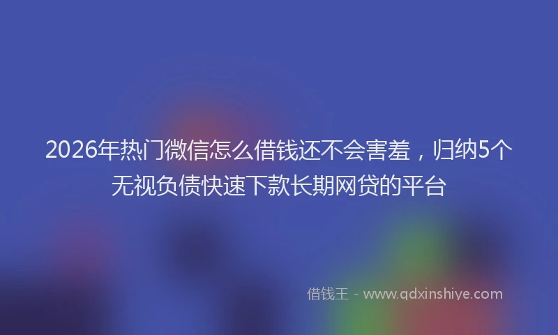 2026年热门微信怎么借钱还不会害羞，归纳5个无视负债快速下款长期网贷的平台