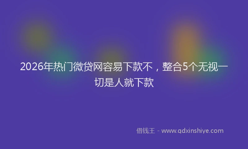 2026年热门微贷网容易下款不，整合5个无视一切是人就下款