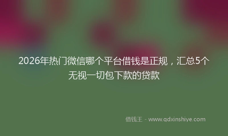 2026年热门微信哪个平台借钱是正规，汇总5个无视一切包下款的贷款