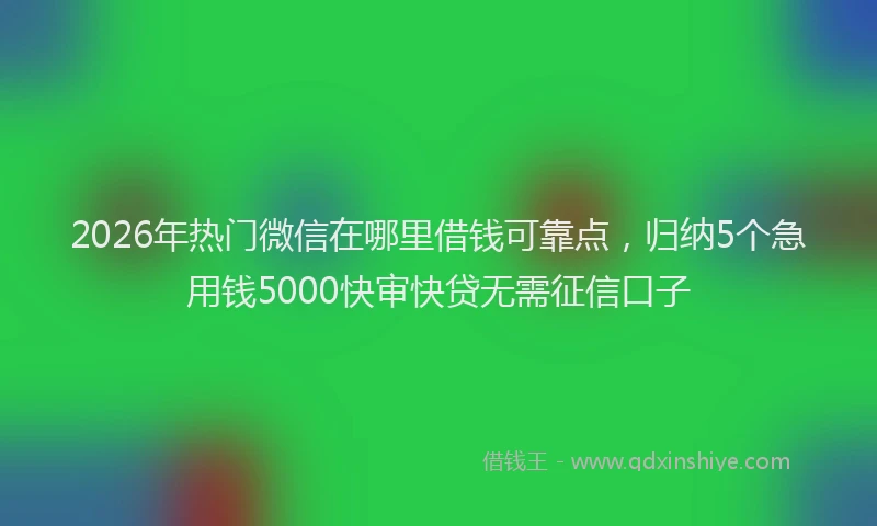 2026年热门微信在哪里借钱可靠点，归纳5个急用钱5000快审快贷无需征信口子