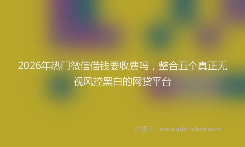 2026年热门微信借钱要收费吗，整合五个真正无视风控黑白的网贷平台