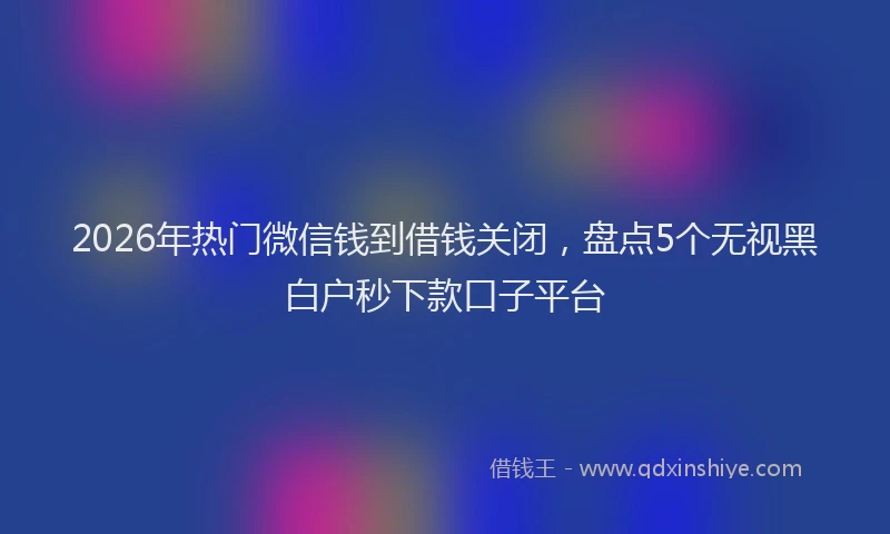 2026年热门微信钱到借钱关闭，盘点5个无视黑白户秒下款口子平台