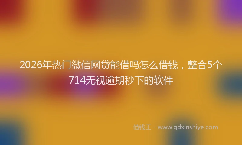 2026年热门微信网贷能借吗怎么借钱，整合5个714无视逾期秒下的软件