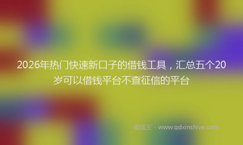 2026年热门快速新口子的借钱工具，汇总五个20岁可以借钱平台不查征信的平台