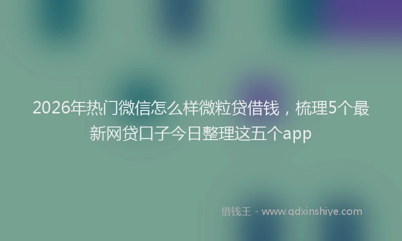 2026年热门微信怎么样微粒贷借钱，梳理5个最新网贷口子今日整理这五个app