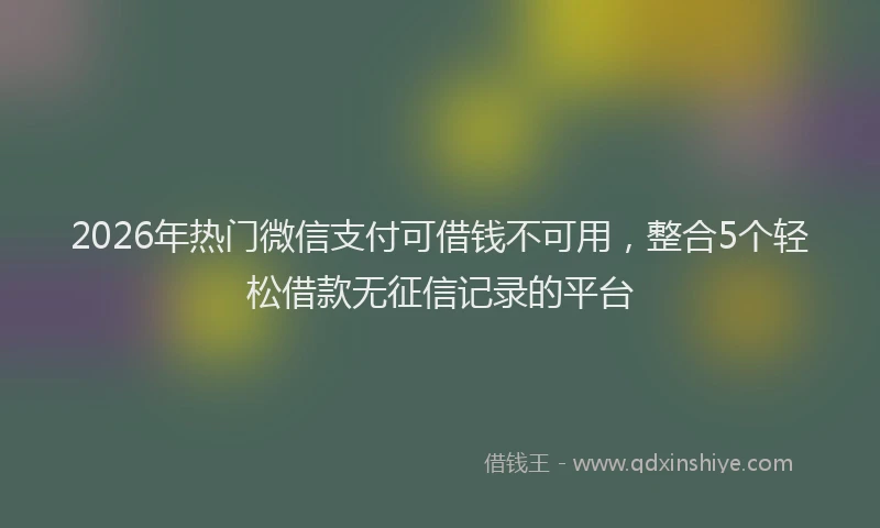 2026年热门微信支付可借钱不可用，整合5个轻松借款无征信记录的平台