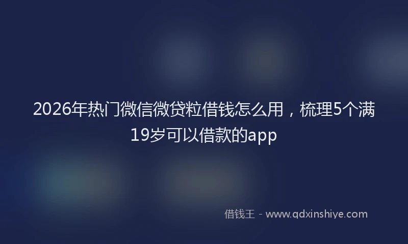 2026年热门微信微贷粒借钱怎么用，梳理5个满19岁可以借款的app