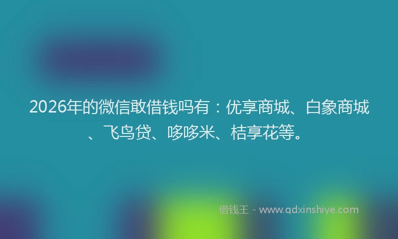 2026年的微信敢借钱吗有：优享商城、白象商城、飞鸟贷、哆哆米、桔享花等。