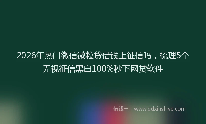 2026年热门微信微粒贷借钱上征信吗，梳理5个无视征信黑白100%秒下网贷软件